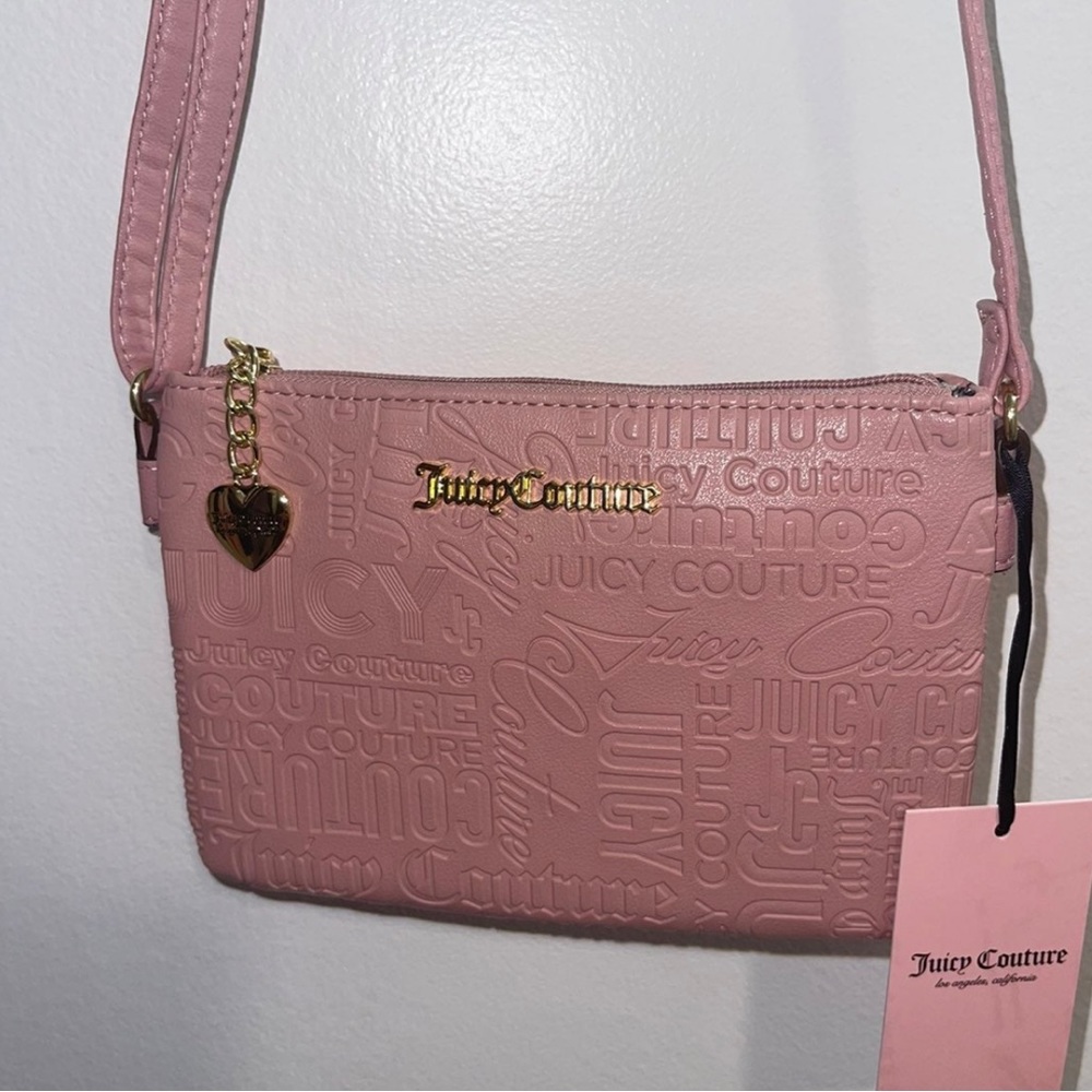 Juicy Couture Pink Embossed Gothic CrossBody Bag Purse Logo (NEW WITH TAGS)